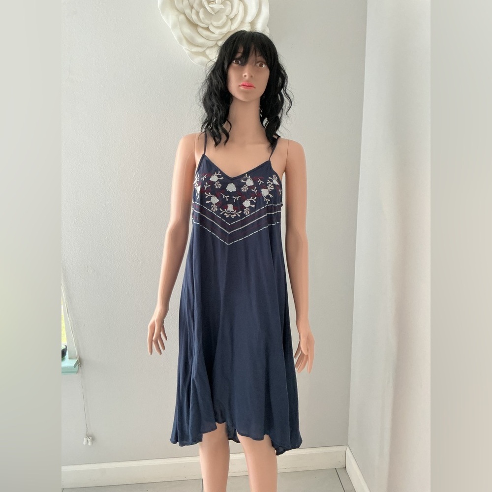 Kori Navy Chemise with Embroidery Sz S